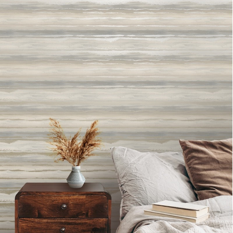 w28222961r Beautiful horizontal stripe effect with a fabulous ombre effect in muted neutral tones. Heavyweight matt wallpaper.
