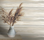 w28277978r Beautiful horizontal stripe effect with a fabulous ombre effect with soft blues and pinks against a neutral background. Heavyweight matt wallpaper.
