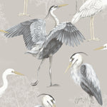 w28300937r Stylish heron bird design wallpaper in stylish greige.