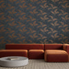w28377463r Gorgeous large scale palm leaves in beautiful shades of navy and copper rust.