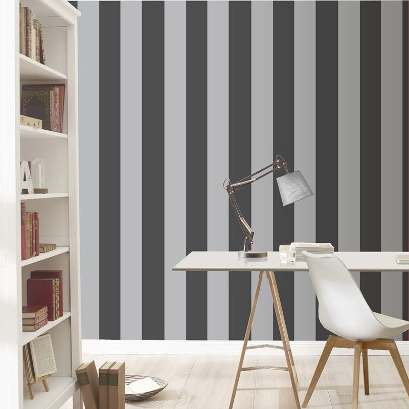 w28600922r Gorgeous black and grey stripe wallpaper.