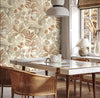 w372282b Fabulous and stylish botanical leaf design wallpaper. Rich and warm autumnal tones on a gorgeous neutral warm cream background.