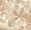 w372282b Fabulous and stylish botanical leaf design wallpaper. Rich and warm autumnal tones on a gorgeous neutral warm cream background.