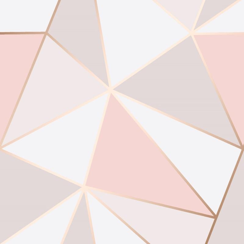 w4188993f Triangular geometric with metallic fine line highlight in grey, white and soft pinks.