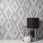 w4200606f Gorgeous modern geometric silver metallic wallpaper.