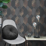 w4200833fd Fabulous bold tropical and geometric design in charcoal and bronze tones.