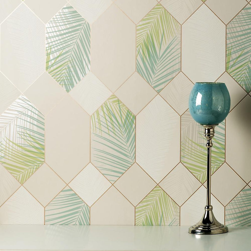 w4285534fd Fabulous bold tropical and geometric design in natural and green tones.