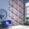 w508873d Gorgeous bold tropical floral print on a stunning metallic background.