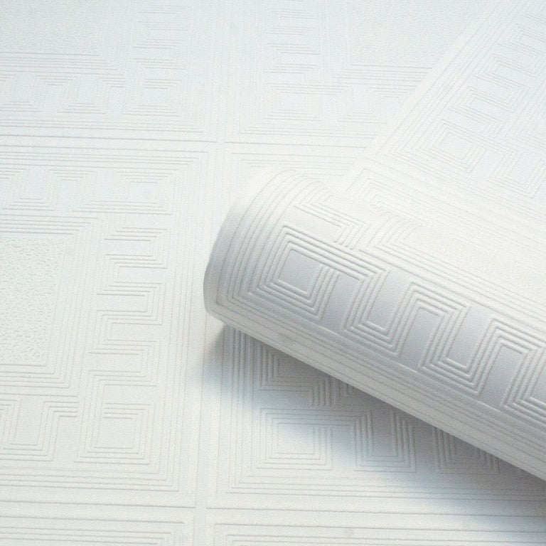 w580035b Fabulous paintable white geometric greek key texture.