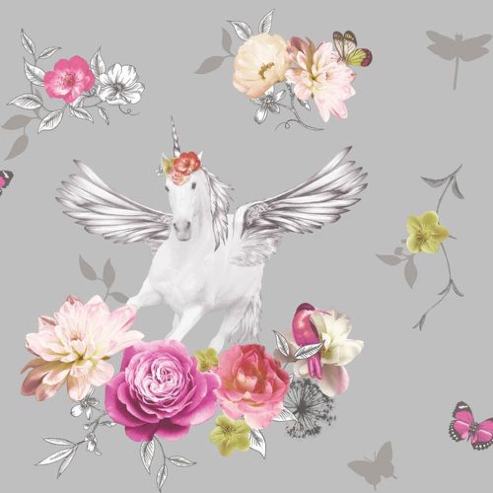 w69200303a Gorgeous unicorn floral wallpaper.