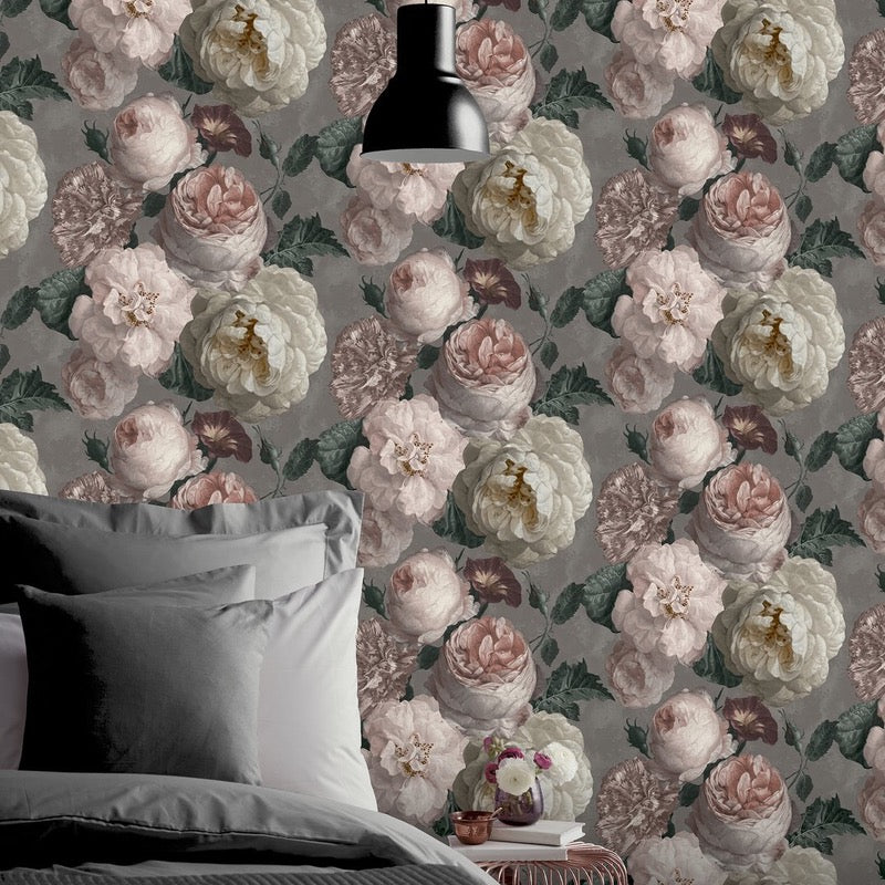 w90900302a Stunning and dramatic feature floral on a warm grey background.