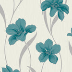 wa6077902g Beautiful floral trail in teal on a beautiful textured background.