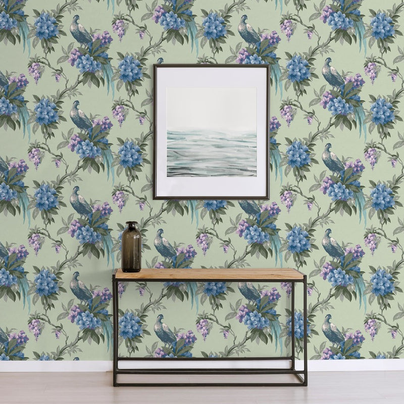 nwm115560c Beautiful and elegant large scale floral bird design. This fabulous design is taken from the archive collection, with designs dating from the past 100 years, reinvented to reflect contemporary tastes. Stunning paste the wall designer wallpaper.